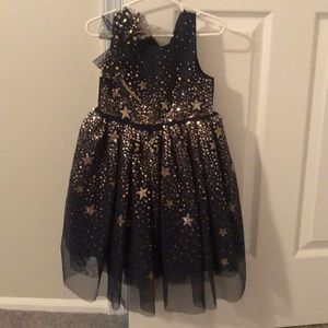 H&M navy blue and gold formal girls dress